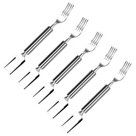 5Pcs 2 in 1 Watermelon Cutter Slicer Fork Stainless Steel Dual Head Watermelon Fruit Cutting Fork Knife For Summer Family Gathering Friend Party 5Pcs 2 in 1 Watermelon Cutter Slicer Fork Stainless Steel Dual Head Watermelon Fruit Cutting Fork Knife For Summer Family Gathering Friend Party